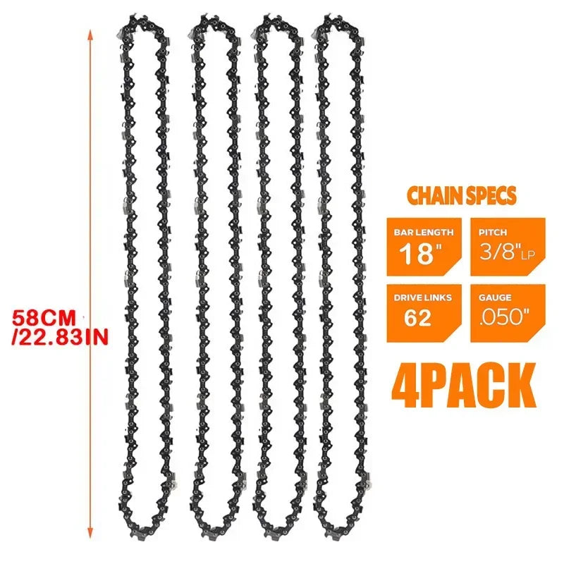 18inch Chainsaw Chain 3/8"LP Pitch 0.050" Gauge 62DL Replacement Fit for Craftsman Poulan, Kobalt, Echo, Greenworks and More