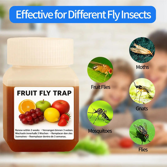 Fruit Fly Trap Refill Liquid - Effective & Safe Lure Solution for Indoor Outdoor Use in Kitchen, Garden, Patio, Farm, Orchard