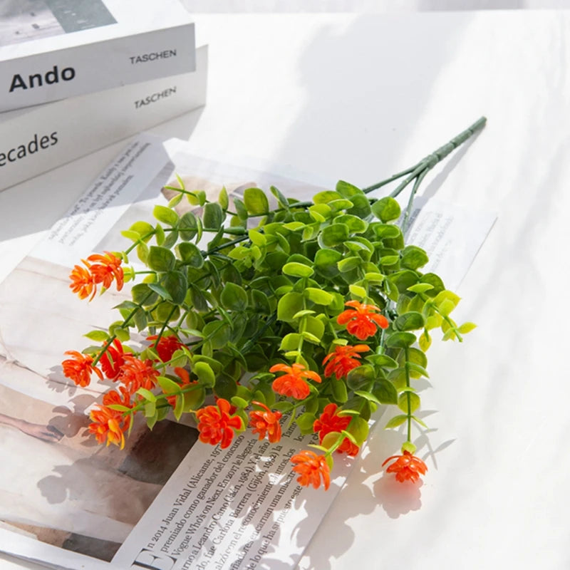 Artificial Plastic Flowers Fake Eucalyptus Plant Wedding bridal bouquet Christmas Decor Vase for Home windowsill bonsai Festival