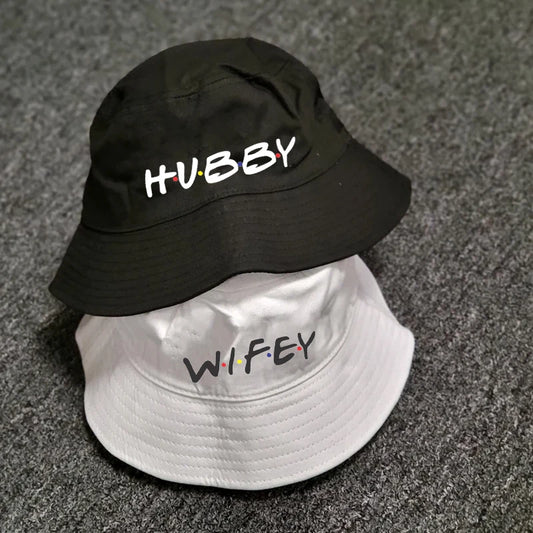 Hubby Wifey hat Friends themed Just married bridal shower Newlywed couple bride groom Mr Mrs wedding Engagement Honeymoon gift