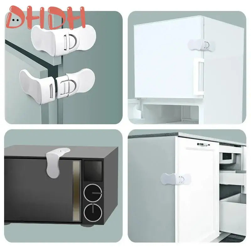 Baby Safety Lock Drawer Anti-Pinching Hand Cabinet Drawer Locks Plastic White Safety Buckle for Children Security Protection