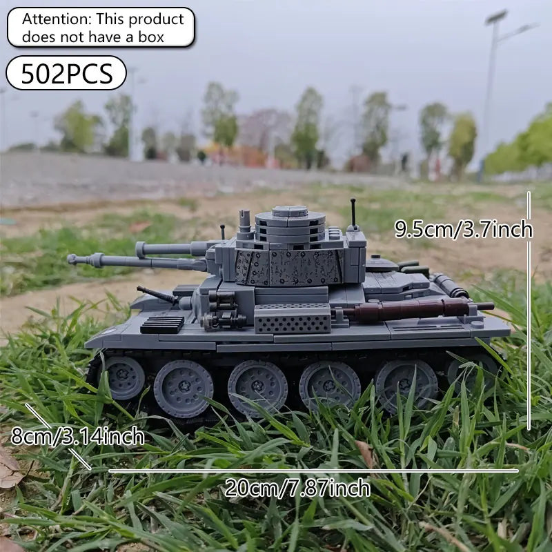 502PCS LT-38 tank building blocks, armored vehicle puzzle toy assembly models, handmade DIY room decorations, boys' gifts