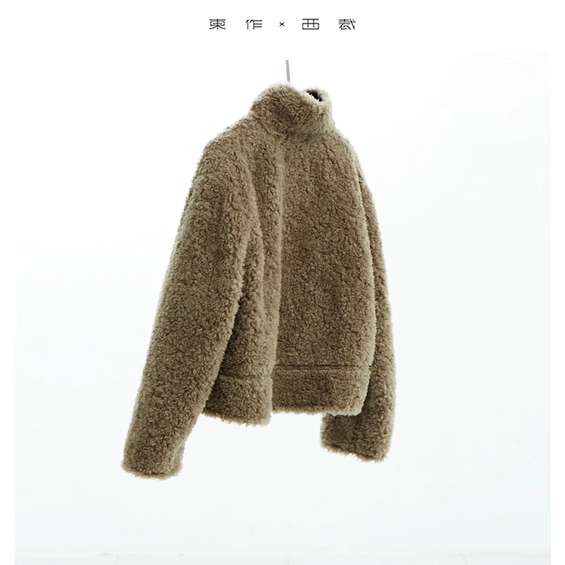 Teddy Style 100% Wool Coat ~ Women's Short Lazy-Style Jacket Loose Top Autumn and Winter New Model 2025 Faux Fur