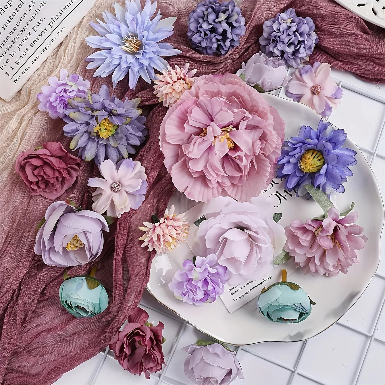 Artificial Flowers Head Silk Fake Flowers for Home Decor Wedding Marriage Decoration Bride DIY Craft Gifts Garland Accessories