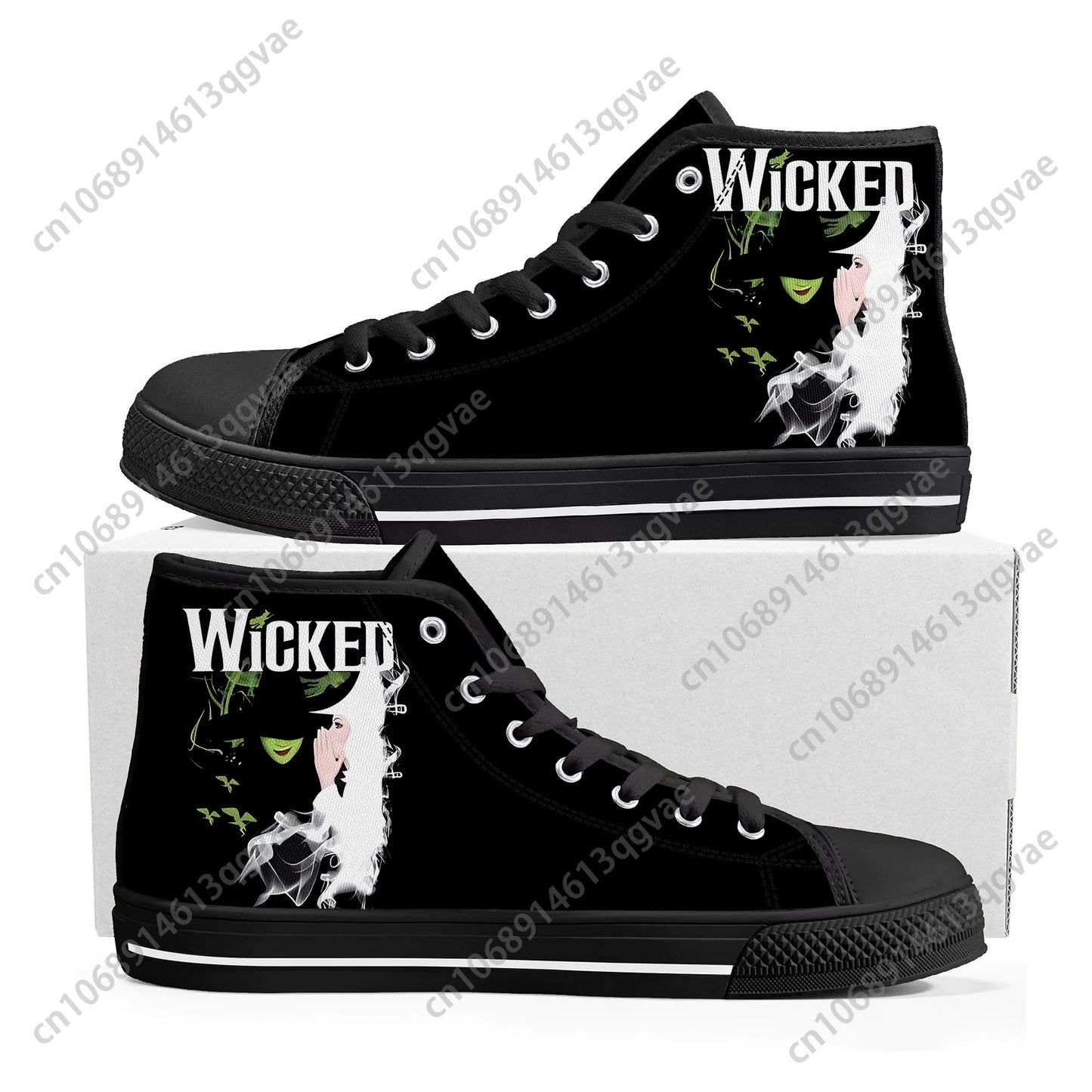 WICKED He Musical Elphaba The Wicked Witch of the West High Top Sneakers Mens Womens Teenager Canvas Sneaker Customize Shoe