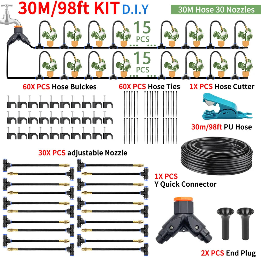 DIY Free Bending Universal Spray Kit For Greenhouse Garden Flowers Plant Watering Irrigation Patio Misting Cooling System