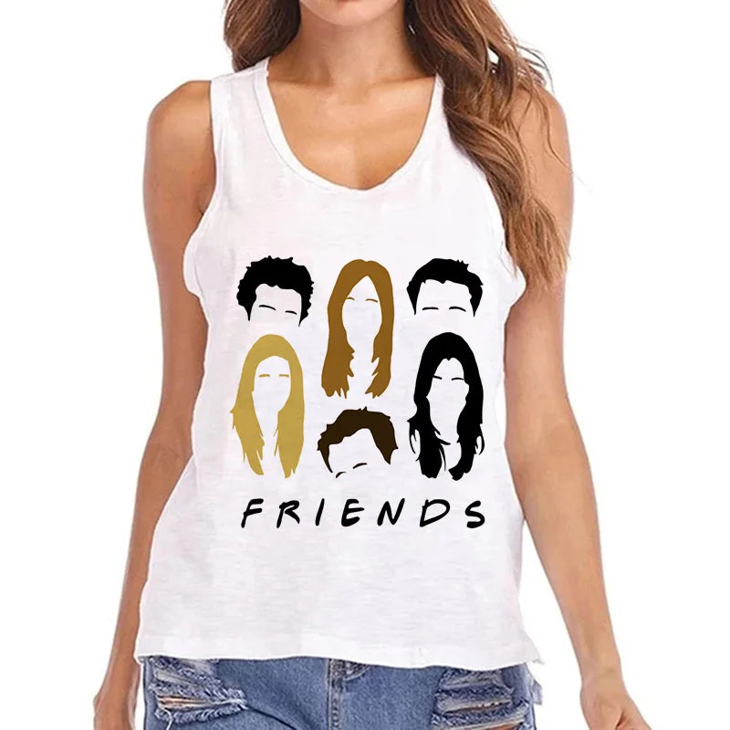 2000s Mange Tank Tops Women Friends Graphic Gothic Tshirt Friends Tv Show Y2k Vest T Shirt Funny Fashion Harajuku T-shirt Female