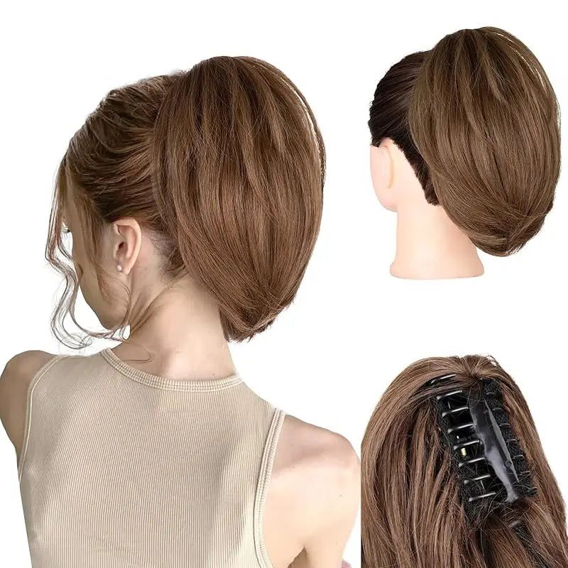 Claw-Clip Ponytail Extension For Women - Short Straight Synthetic Hair Extension, Clip-In Ponytail Extension For Every Occasions