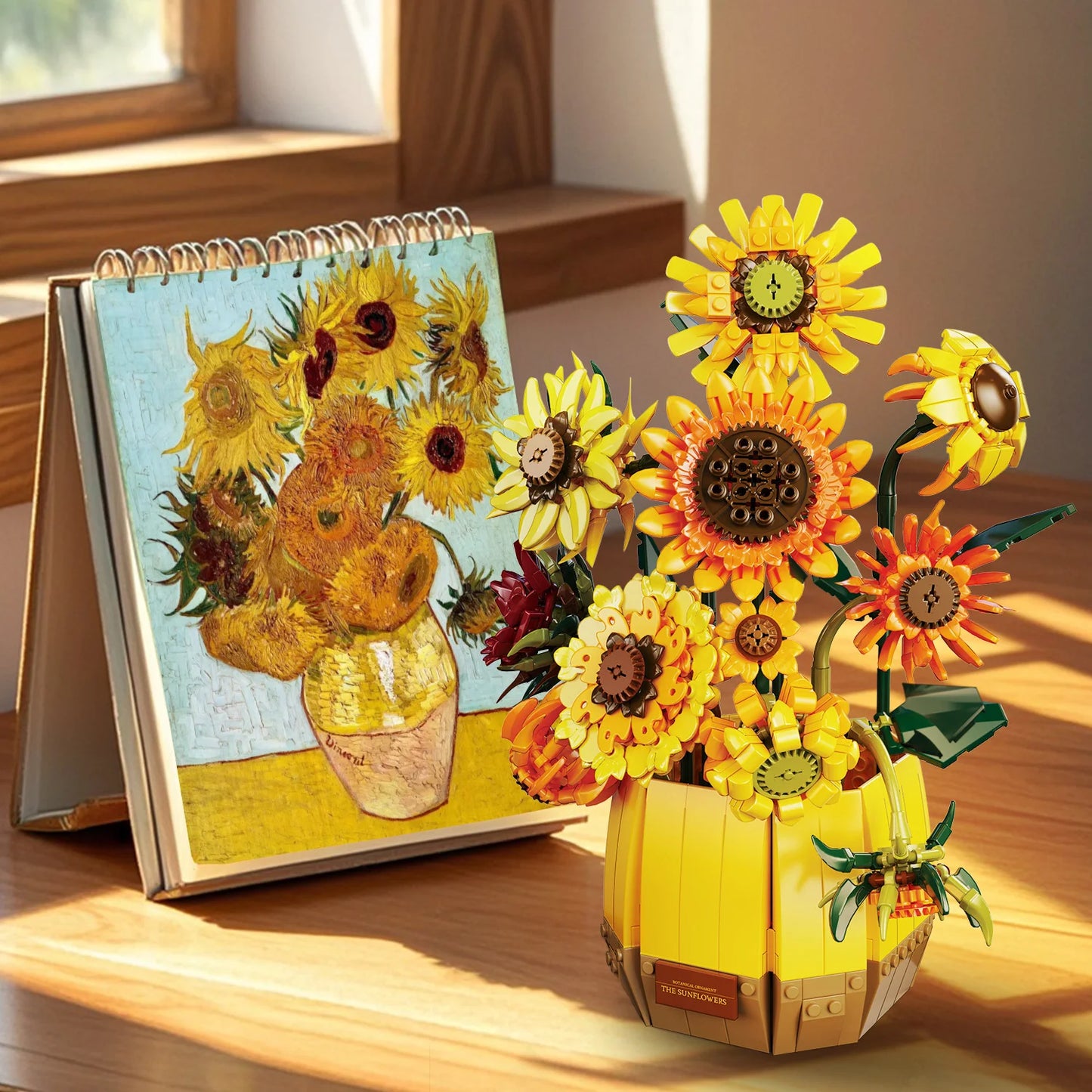 1049PCS Sunflower Botanical Building Blocks Model Toys Home Decor Artificial Flowers Bricks Ornaments Ideal Christmas Gifts