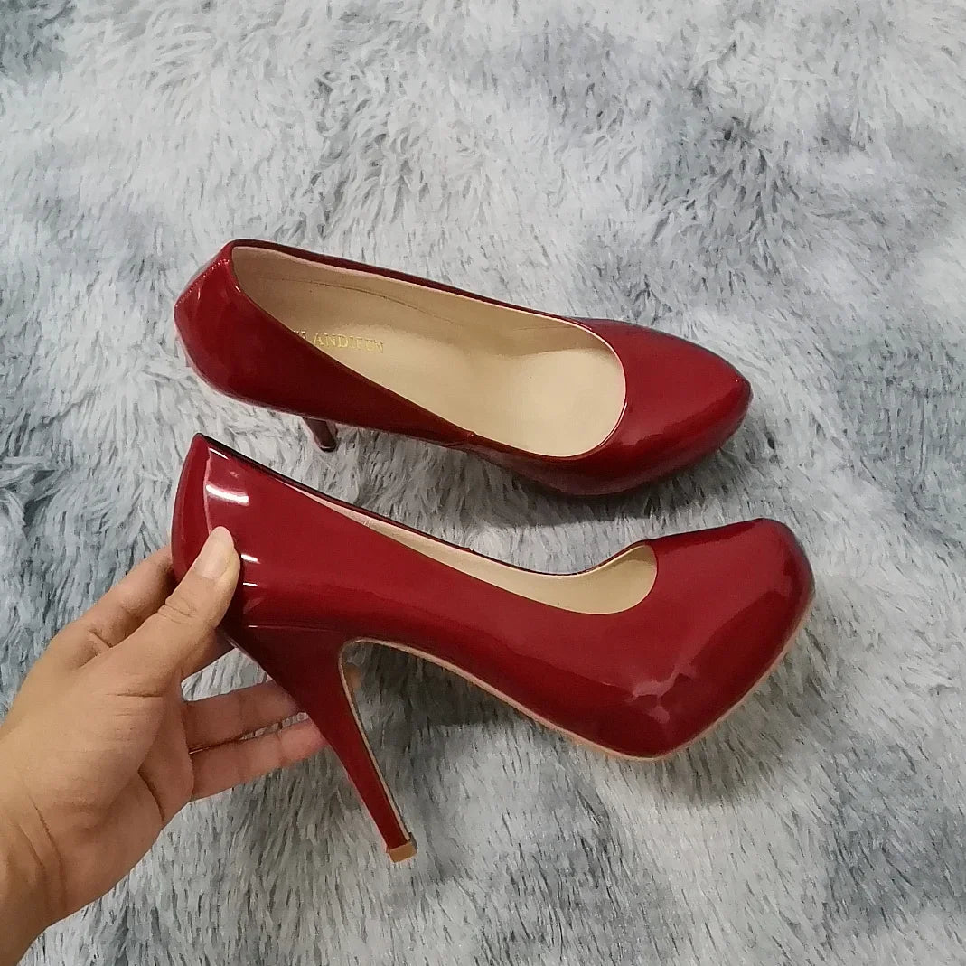 2025 New Women Pumps Autumn Round Toes High Heels Fashion Sexy 12cm Heel Banquet Platform Stilettos Wedding Prom Shoes Plus Size