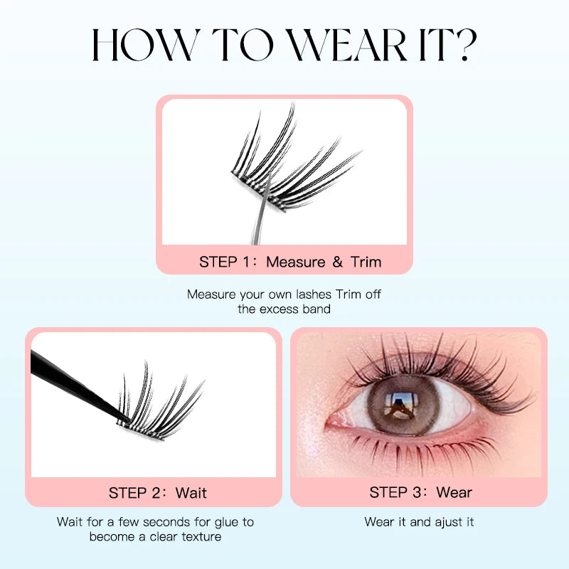 80 Clusters Reusable False Lashes Self-Adhesive No Glue Individual Soft Lashes for Natural Volume Look Makeup Girls