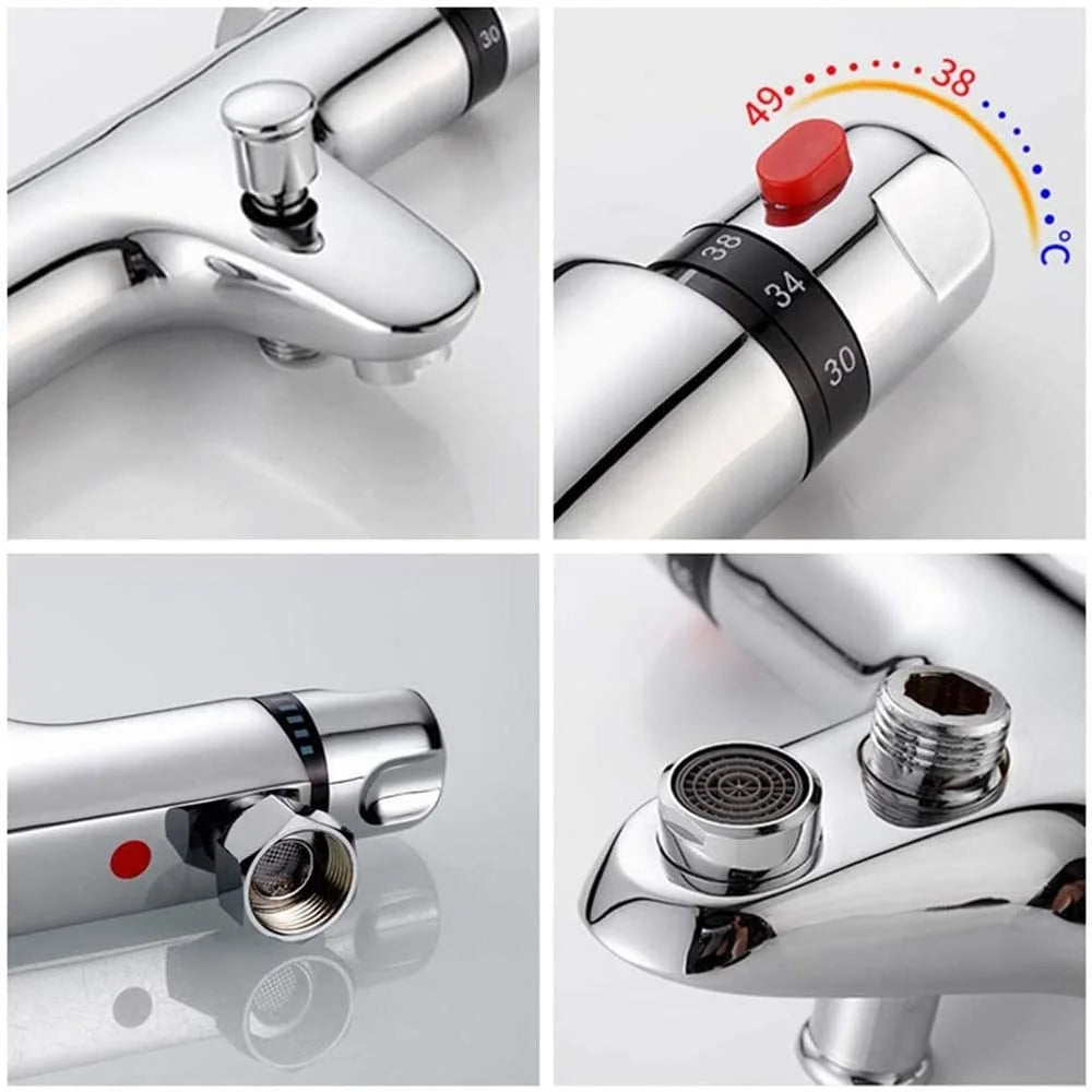 Brass Intelligent Thermostatic Shower Faucet Concealed Hot and Cold Water Mixing Valve Temperature Control Valve  Chrome Plated