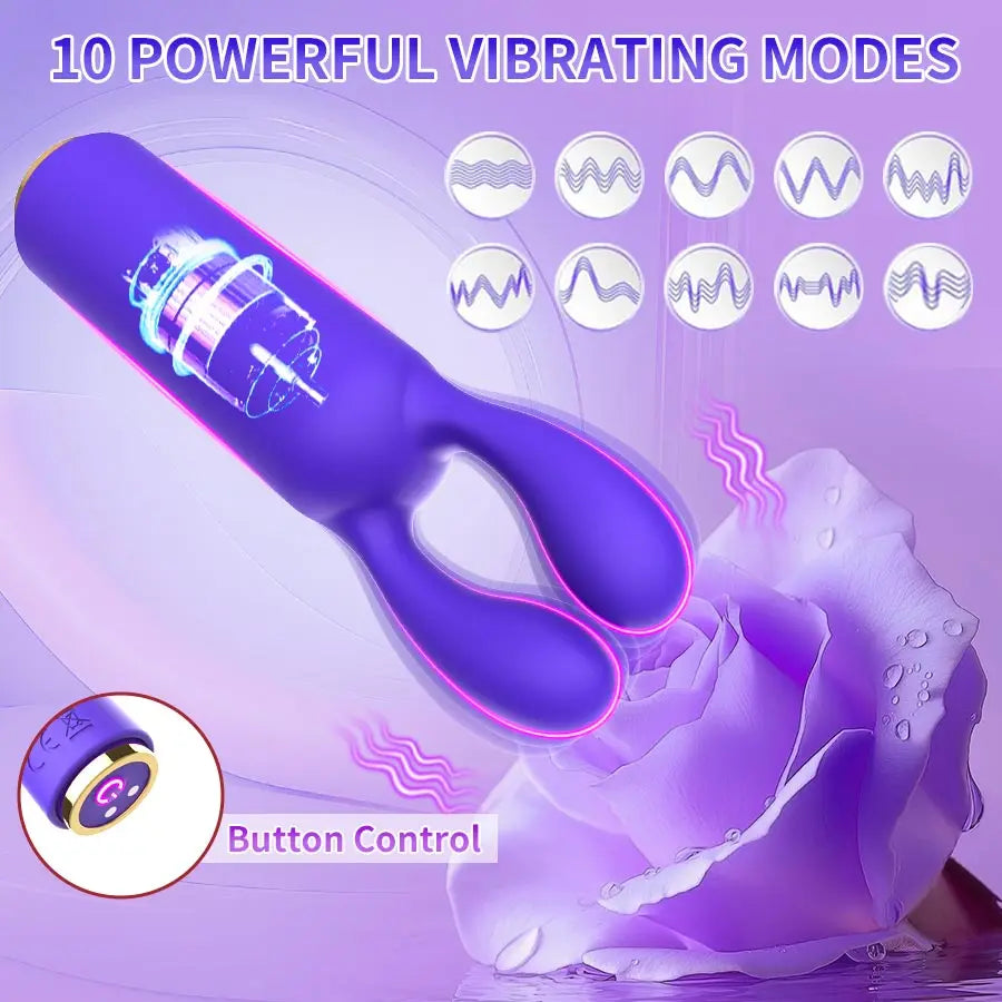 Female Clitoral Vibrator G-spot Nipple Rabbit Ear Dildo Stimulator 10 Vibration Modes Massager Adult Couple, Female Flirting Use
