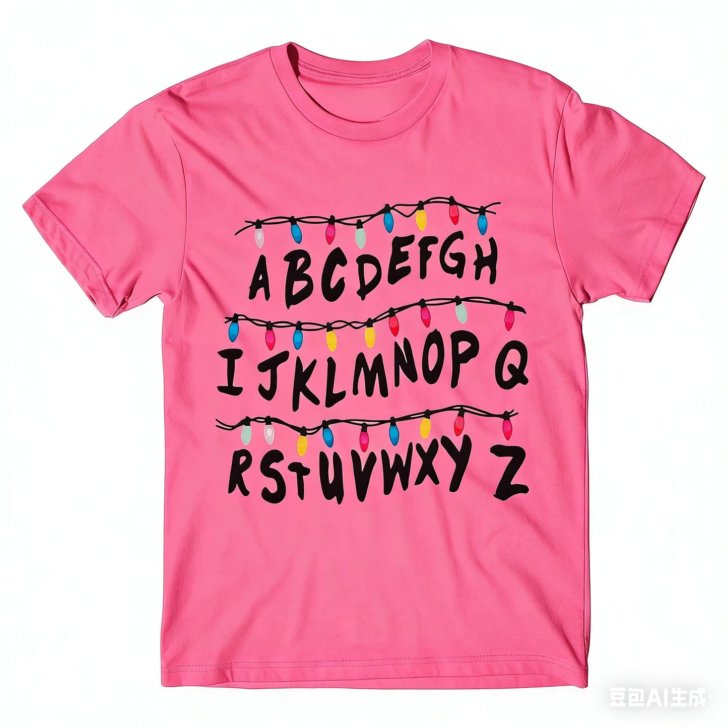 TV Drama Peripheral Stranger Christmas Light 100%cotton men's shirt short sleeve oversized Women's Short Sleeved Cheap Tshirt