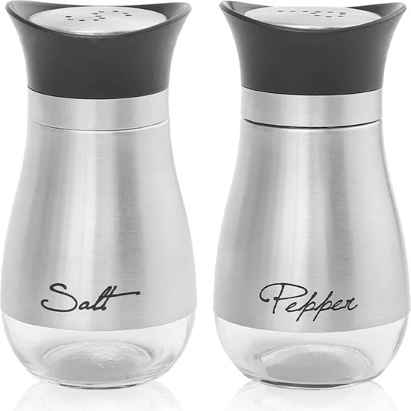 2pcs Seasoning Shaker Glass Bottles Spices Storage Barbecue Condiment Jar Salt Pepper Boxes For Kitchen Gadget Tools Organizer