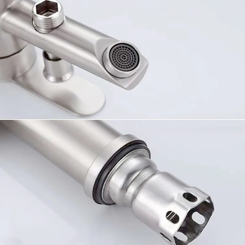 Bathroom Basin Faucet Stainless Steel Single Handle Sink Faucets Cold and Hot Water Mixer Bathtub Tap