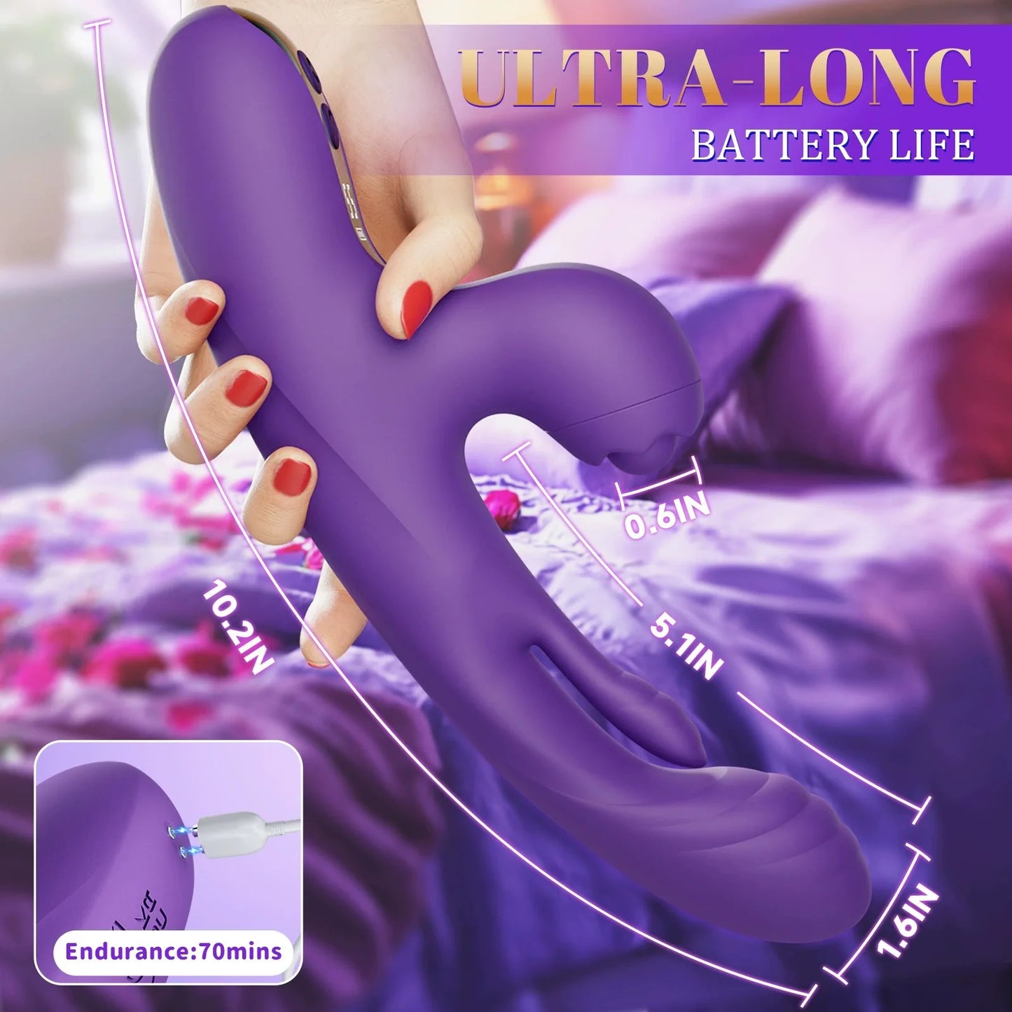 Women's Vibrating Massager G Spot & Clitoral Stimulator 3 in 1 with 5 Function Modes Couples' Intimate Toy Features LCD Display