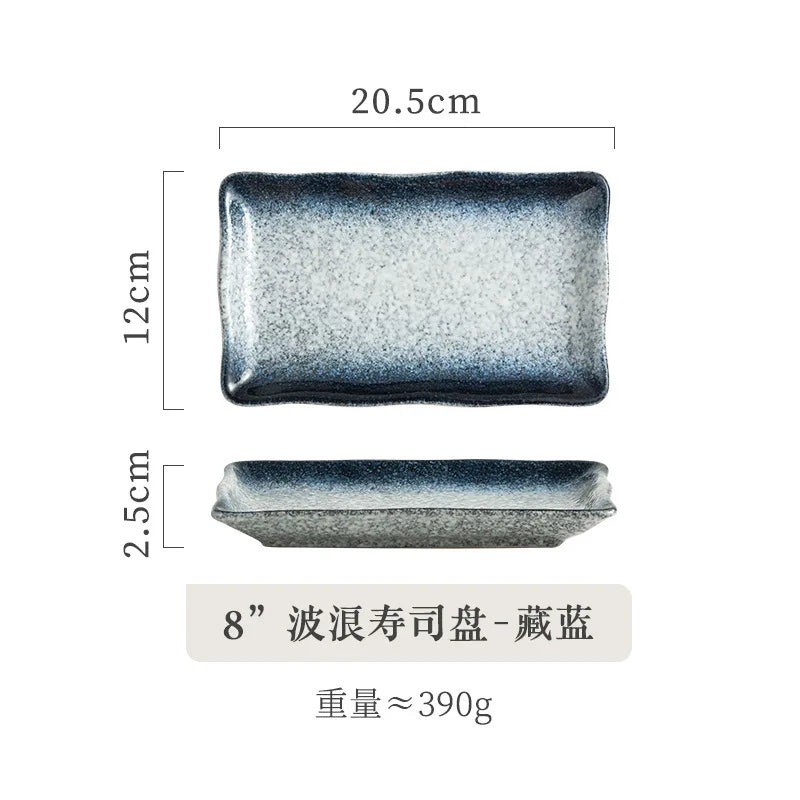 Ceramic Barbecue Japanese Hotel Restaurant Home Snack Plate Rectangular Sushi Plate