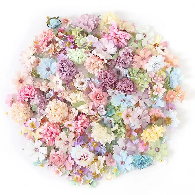 Random Style Mix Artificial Flowers Silk Fake Flowers for Home Decor Wedding Decoration Bride Clothing DIY Craft Gifts Accessory