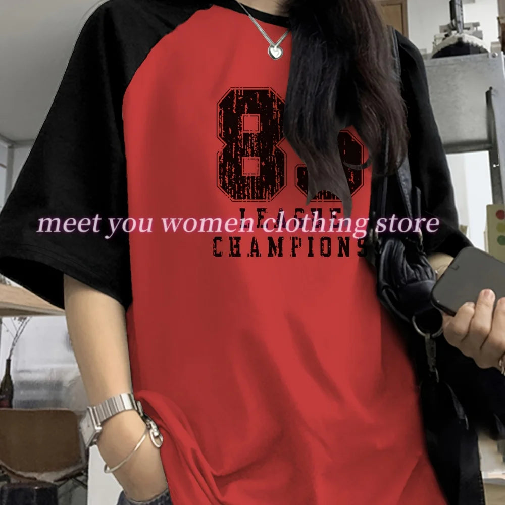 summer  NO.85  Print Woman 5 colors T Shirt Girl Oversize Daily Top Female Creativity Streettshirt O-Neck T-Shirt Casual Clothes