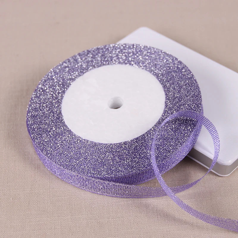 1/4" (6mm) 25yards Gold Silver Metallic Glitter Ribbons For DIY Crafts Sewing Fabric Christmas Party Wedding Supplies Gift Wrap
