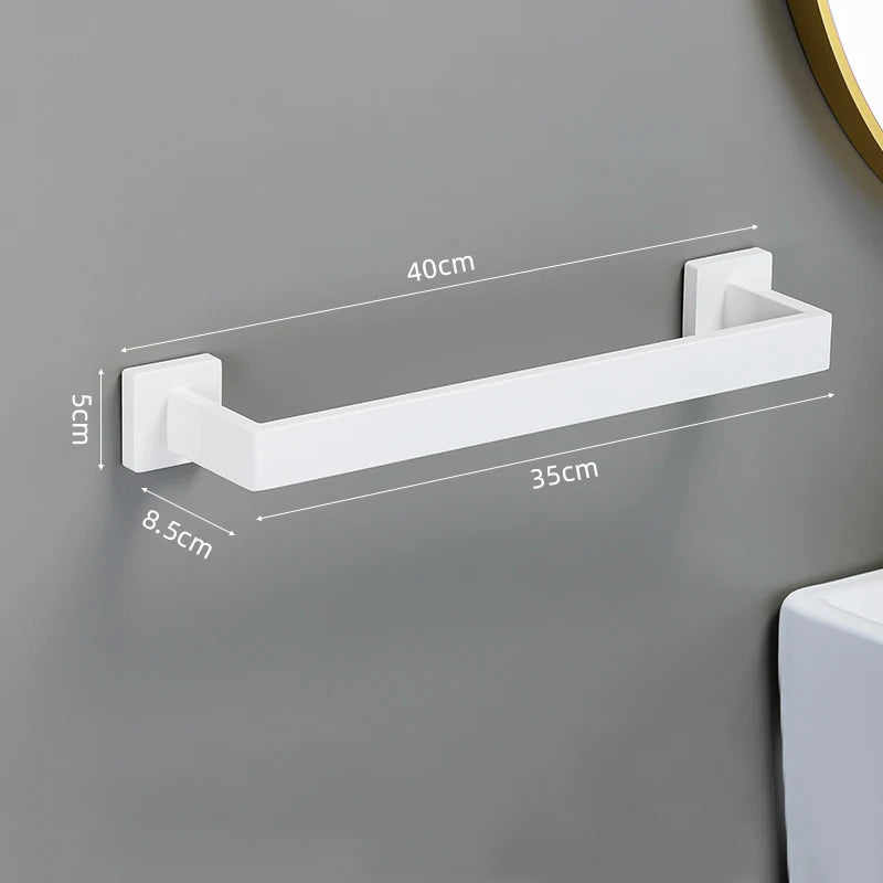 White Stainless Steel Bathroom Hardware Kit 40cm Towel Bar Toilet Paper Rack Clothes Hooks Bathroom Roll Towel Ring Rack