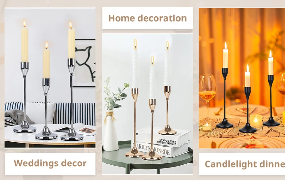 3Pcs/Set European Style Metal Candle Holders Candlestick Fashion Wedding Table Candle Stand Exquisite Candlestick Christmas Tabl