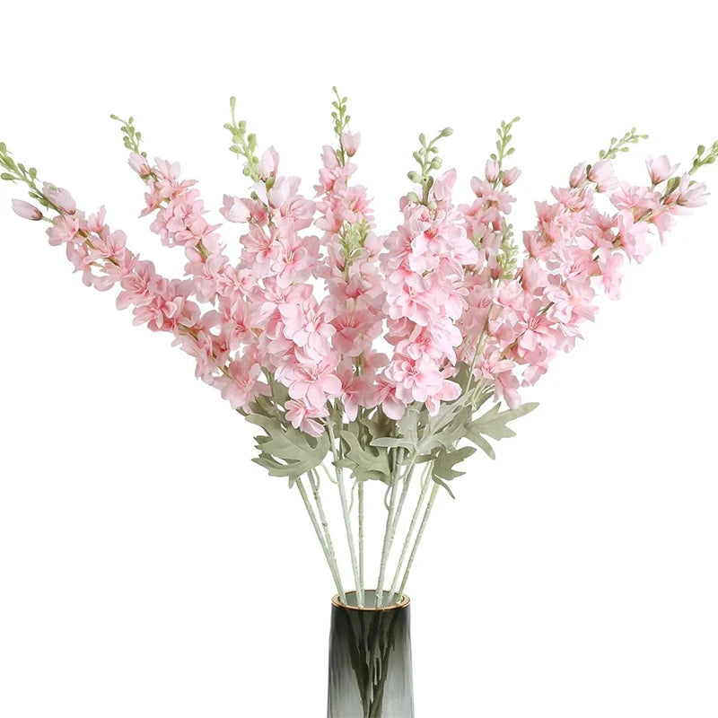 2Pcs Delphinium Artificial Flowers 85cm Fake Flowers Bouquet Larkspur Stem for Home Room Decor Garden Outdoor Wedding Decoration