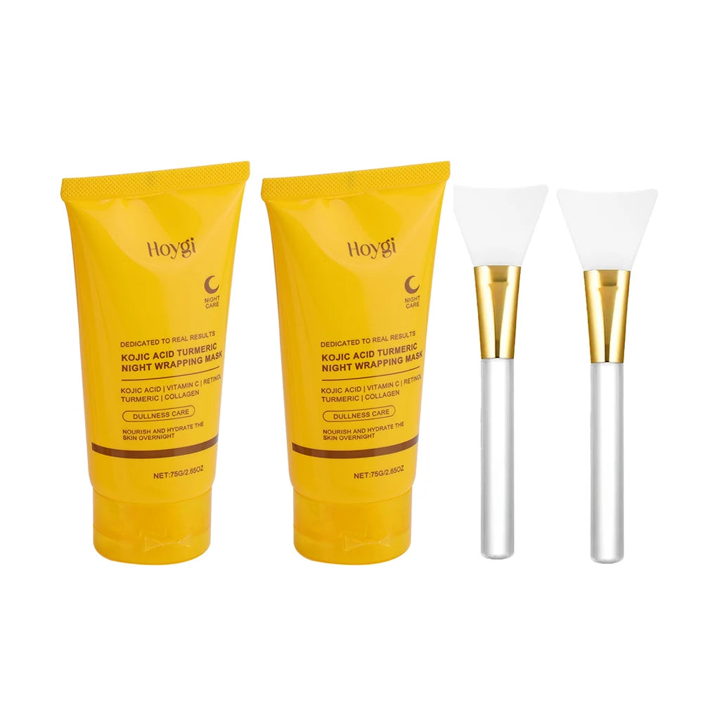 2pcs Collagen Overnight Wrapping Peel Off Facial Mask Deep Cleansing Pores Oil Control Turmeric Wrapping Night Face Mask
