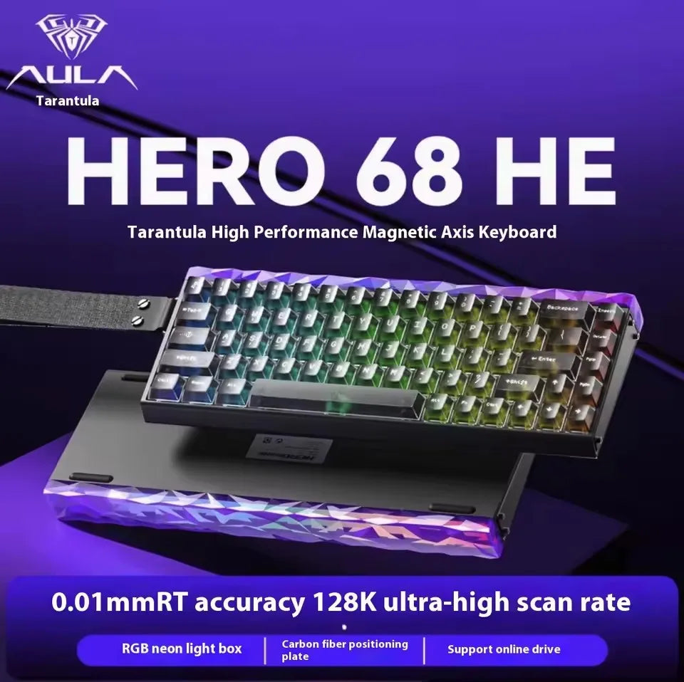 AULA HERO 68HE Magnetic Switch Keyboard Rapid Trigger 8K Polling Rate Esports Gaming Keyboard RGB Wired Mechanical Keyboard