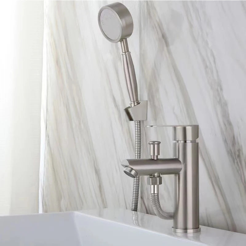 Bathroom Basin Faucet Stainless Steel Single Handle Sink Faucets Cold and Hot Water Mixer Bathtub Tap