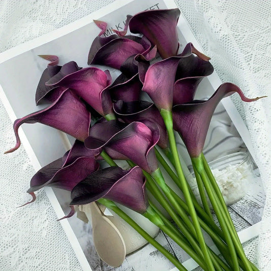 6PCS Artificial Flowers Calla Lily Bouquet for Bridail Fake Flower Mother's Day Easter Wedding Party Home Room Table Decoration