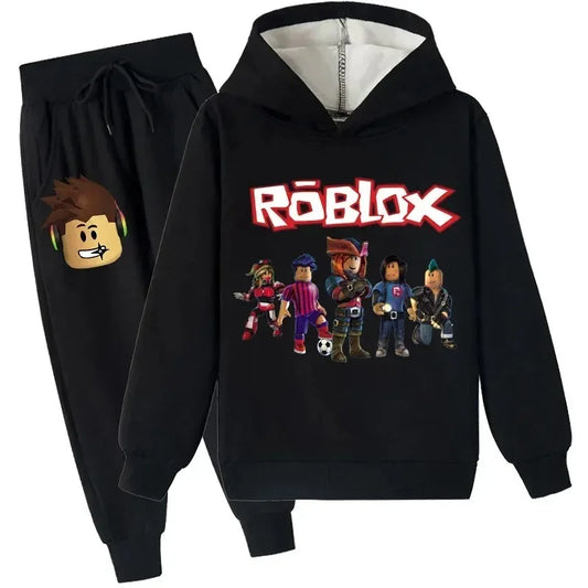 Roblox Children Hoodies Clothes Anime Spr Autumn Boys Girls Hoodies Set Kid Harajuku Fashion Pullover Tops+Pant Suit