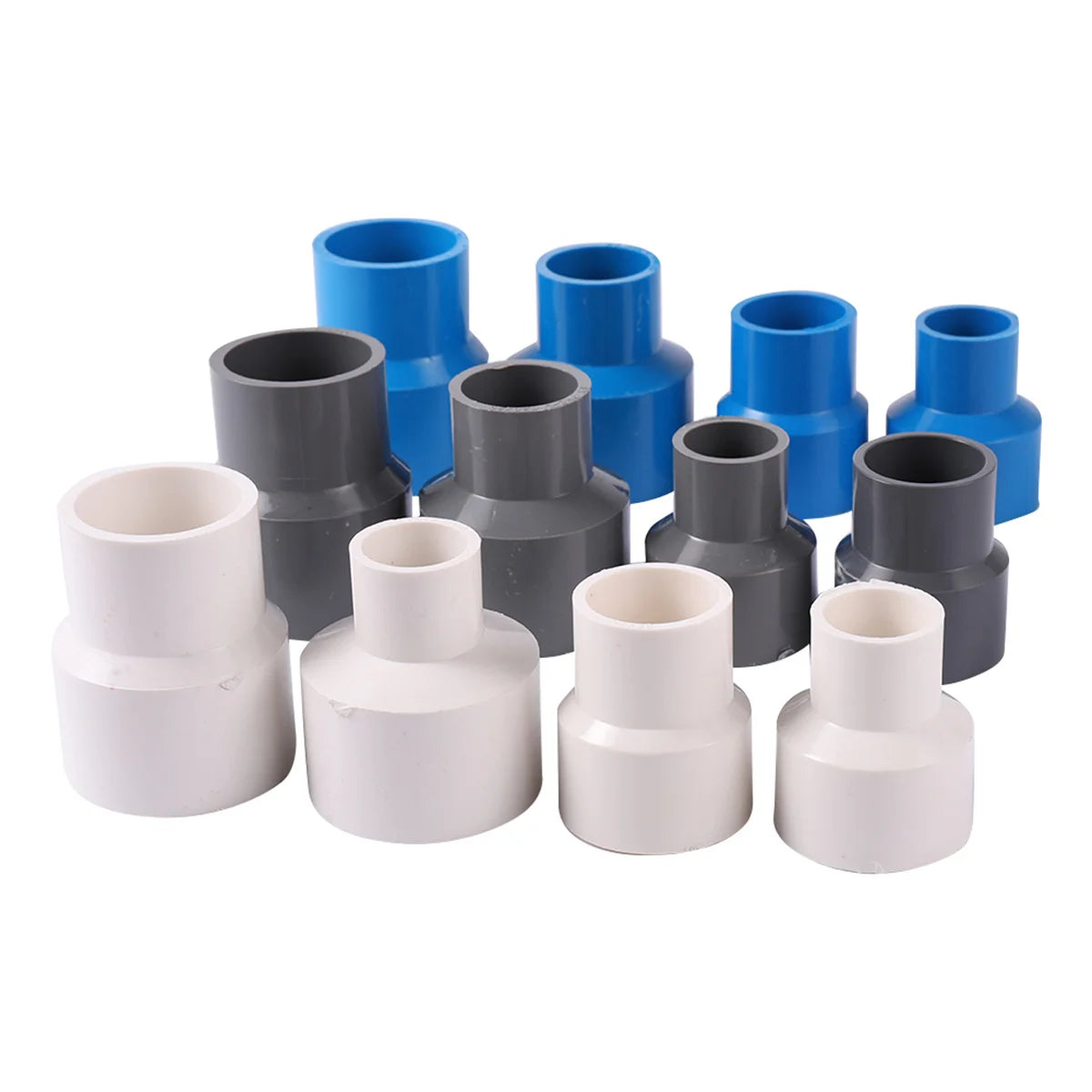 3Pcs PVC Reducer Water Supply Accessories 20/25/32/40mm Different Inner Diameter Straight Reducing Connector White/Blue/Grey