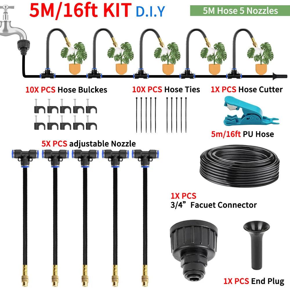DIY Free Bending Universal Spray Kit For Greenhouse Garden Flowers Plant Watering Irrigation Patio Misting Cooling System