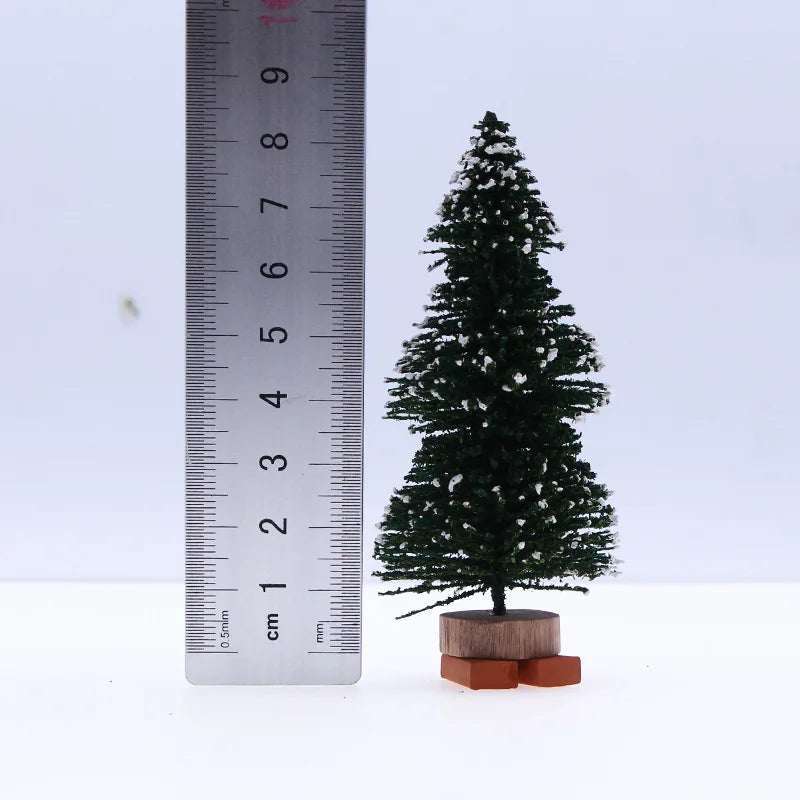 1Pcs "Merry Chrismas" Sisal  Simulation Christmas Tree Miniature Scene  Snowflakes Little Pine Needle Tree Dollhouse Decor