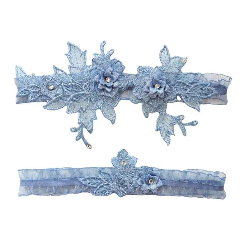 Lace Garter Belt Fashion Women Bride Sexy Lace Flower Rhinestones Wedding Thigh Leg Garter Ring For Wedding Accessories
