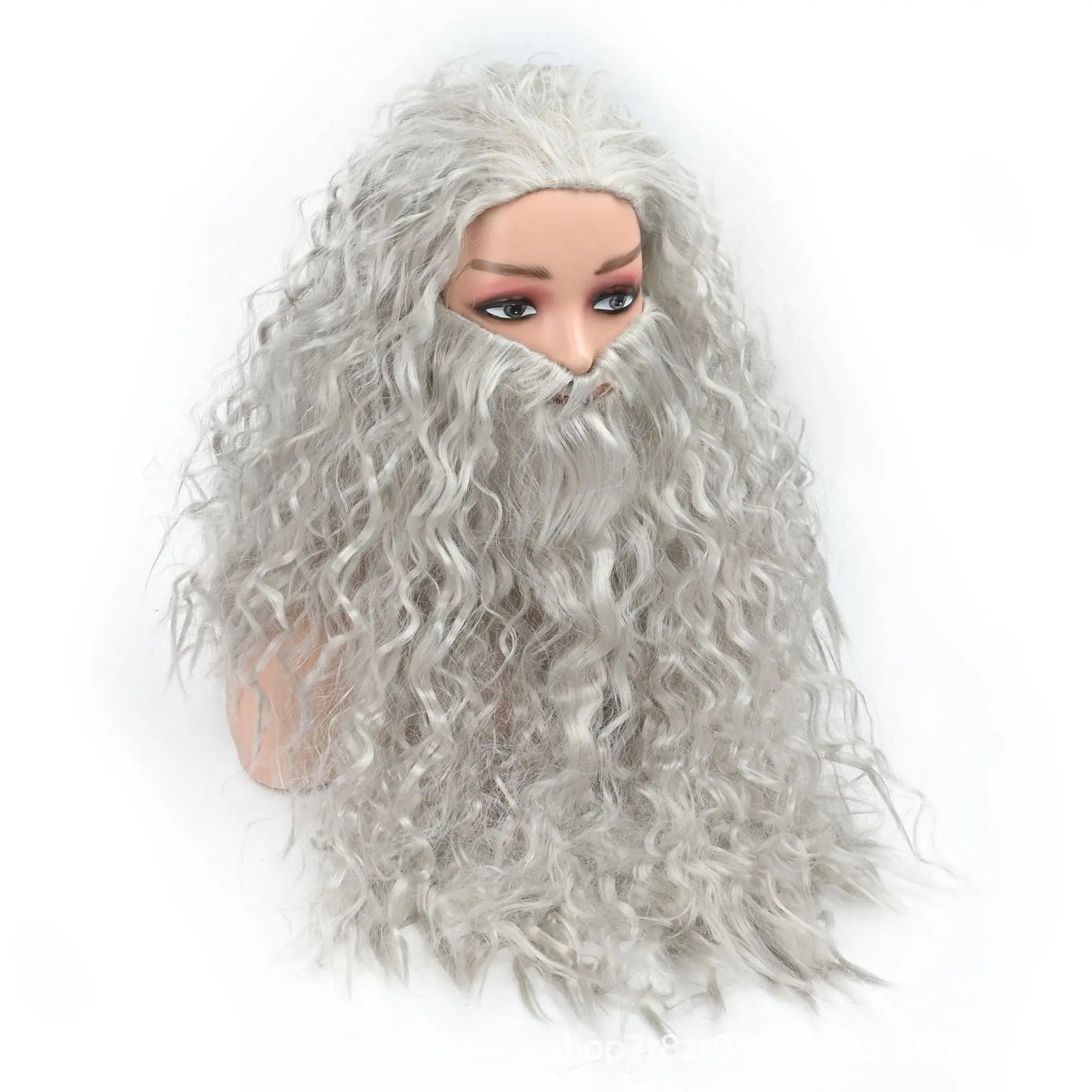 Halloween Mens Wizard cosplay wig grey hair wig and beard Dumbledore Gandalf role play Grey hair  Wizard costumes