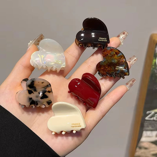 3.5cm Small Hair Claw Acetate Hair Crabs Cute Heart Shaped Hairclips Children Women Girls for Hair Accessories Hairpins Clips
