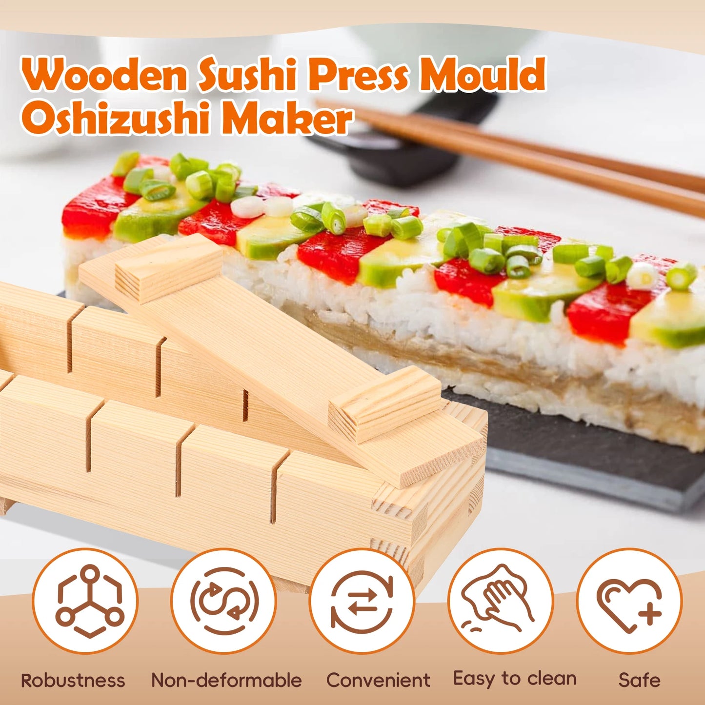 Sushi Maker Equipment Kit Wood Kimbap Sushi Rolls Mold Square shaped Sushi Making Tools Cake Roll Mold Sushi Rice Roll