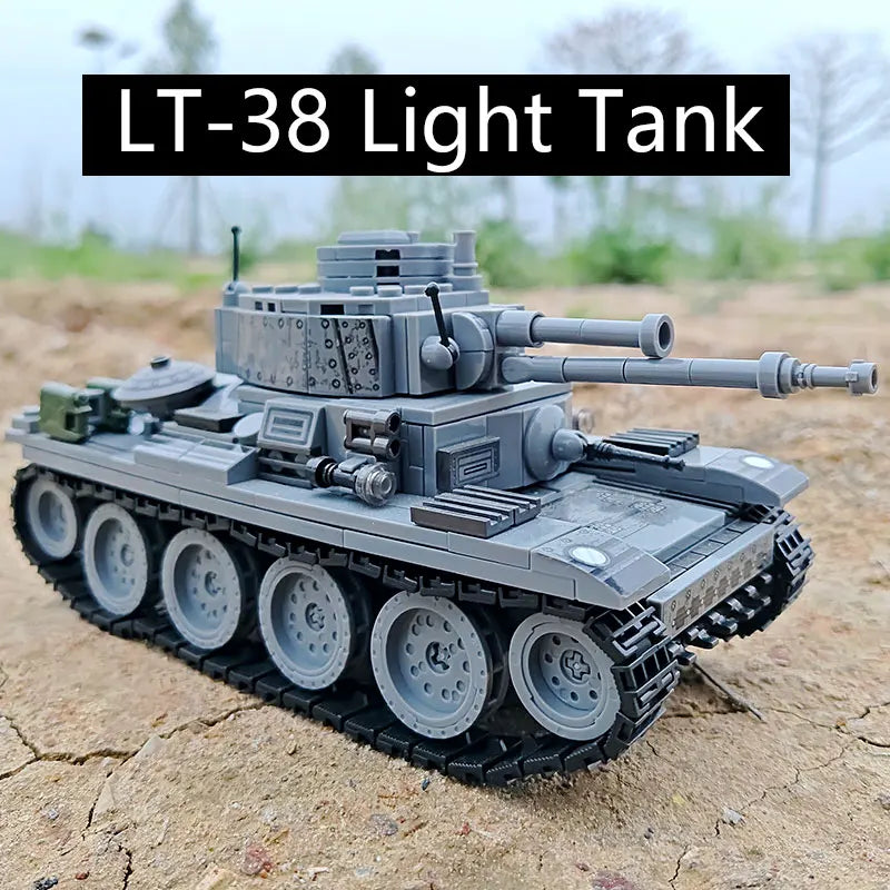 502PCS LT-38 tank building blocks, armored vehicle puzzle toy assembly models, handmade DIY room decorations, boys' gifts