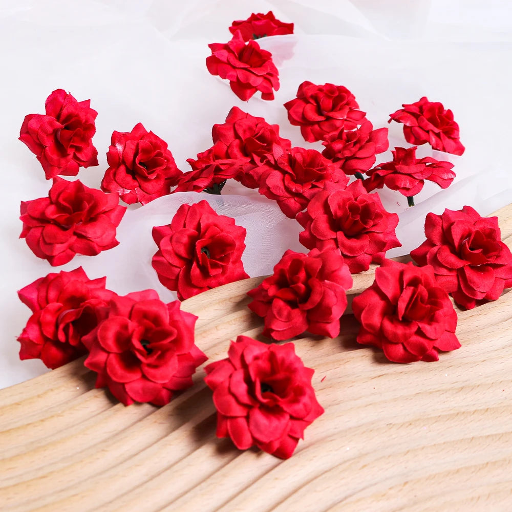 10/20Pcs Artificial Flowers Rose Head Silk Fake Flowers For Home Decor Garden Party Wedding Decoration Craft Wreath Accessories