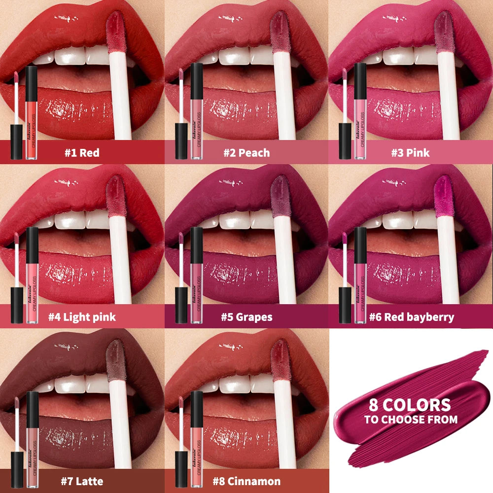 8 Colors Waterproof Lipstick Creamy Lip Gloss, Non-Stick to Cup Non-Fading Long-Lasting Moisturizing Velvet Liquid Lipstick