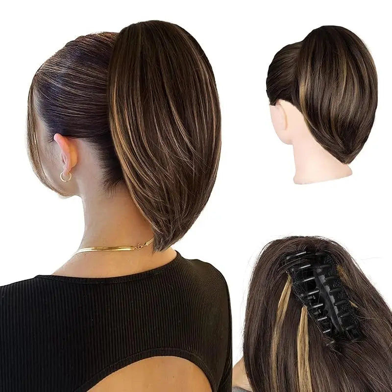 Claw-Clip Ponytail Extension For Women - Short Straight Synthetic Hair Extension, Clip-In Ponytail Extension For Every Occasions