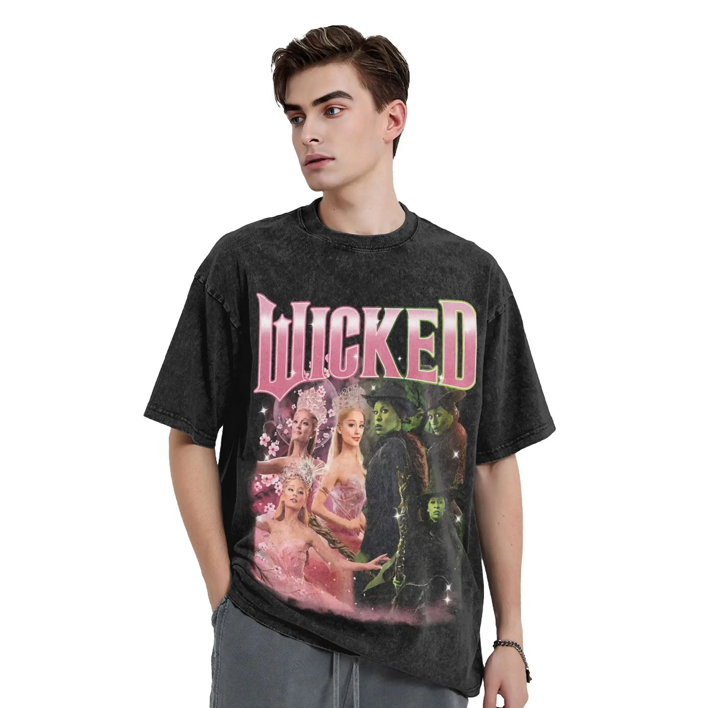 Wicked The Musical Glinda Elphaba For Good T Shirt Washed Short Sleeve T-Shirt Vintage Men Women Streetwear Graphic Printed Tees