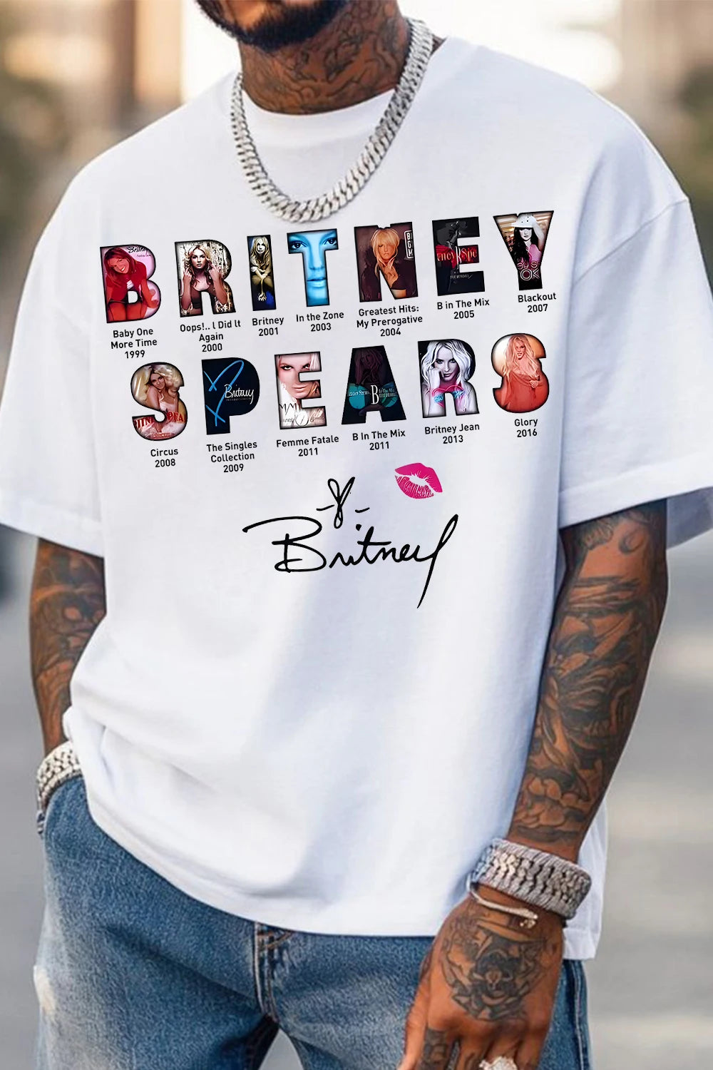 Britney Spears Men's Oversized Tee Shirt Vintage Street Hip Hop Y2k High Quality T-Shirt Cotton Streetwear Female Male Clothing