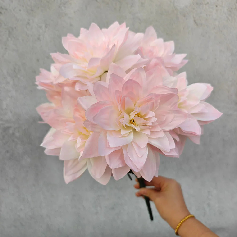 7 Heads Dahlia Artificial Flowers - Realistic Fake Dahlia Bouquet for Home Decoration, Wedding Centerpieces, Party Decor