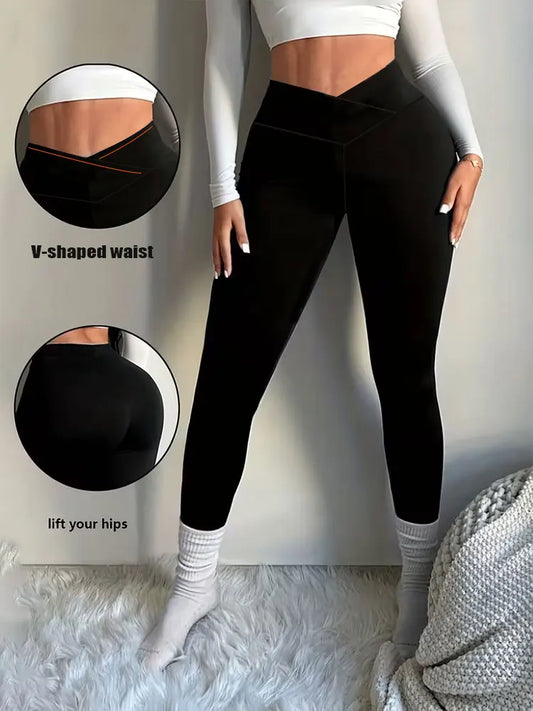 V-Waist Fashion Yoga Clothing New High Rise Slim Fitting Yoga Pants Womens Fitness Soft And Glutinous Stretch Sports Trousers