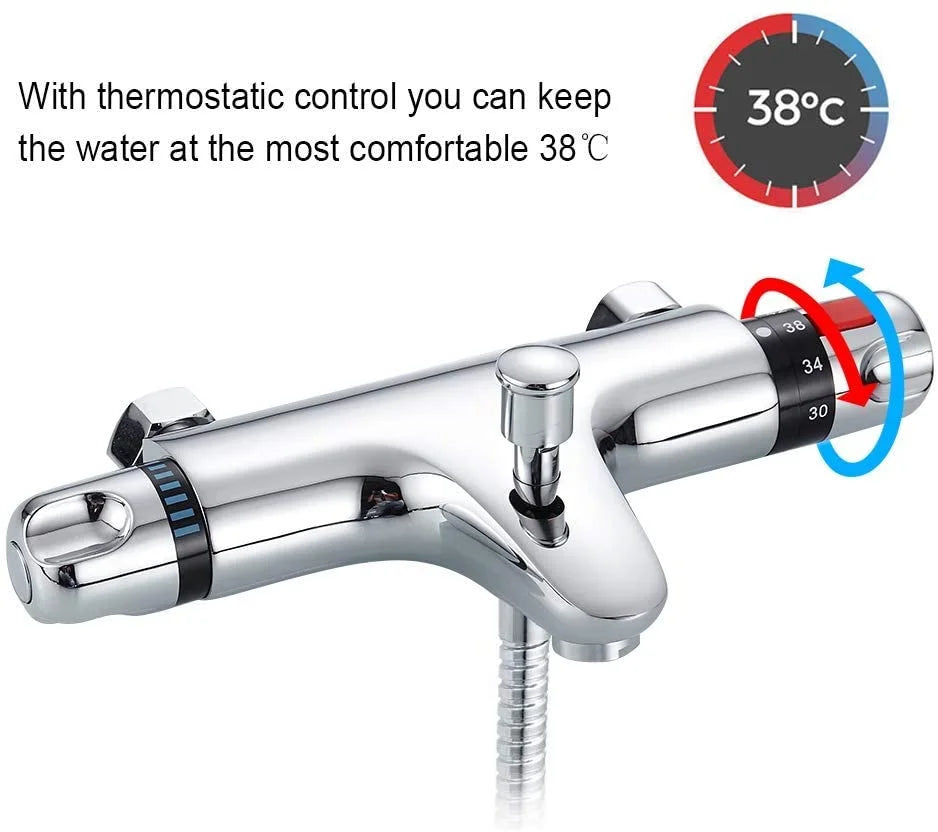 Brass Intelligent Thermostatic Shower Faucet Concealed Hot and Cold Water Mixing Valve Temperature Control Valve  Chrome Plated