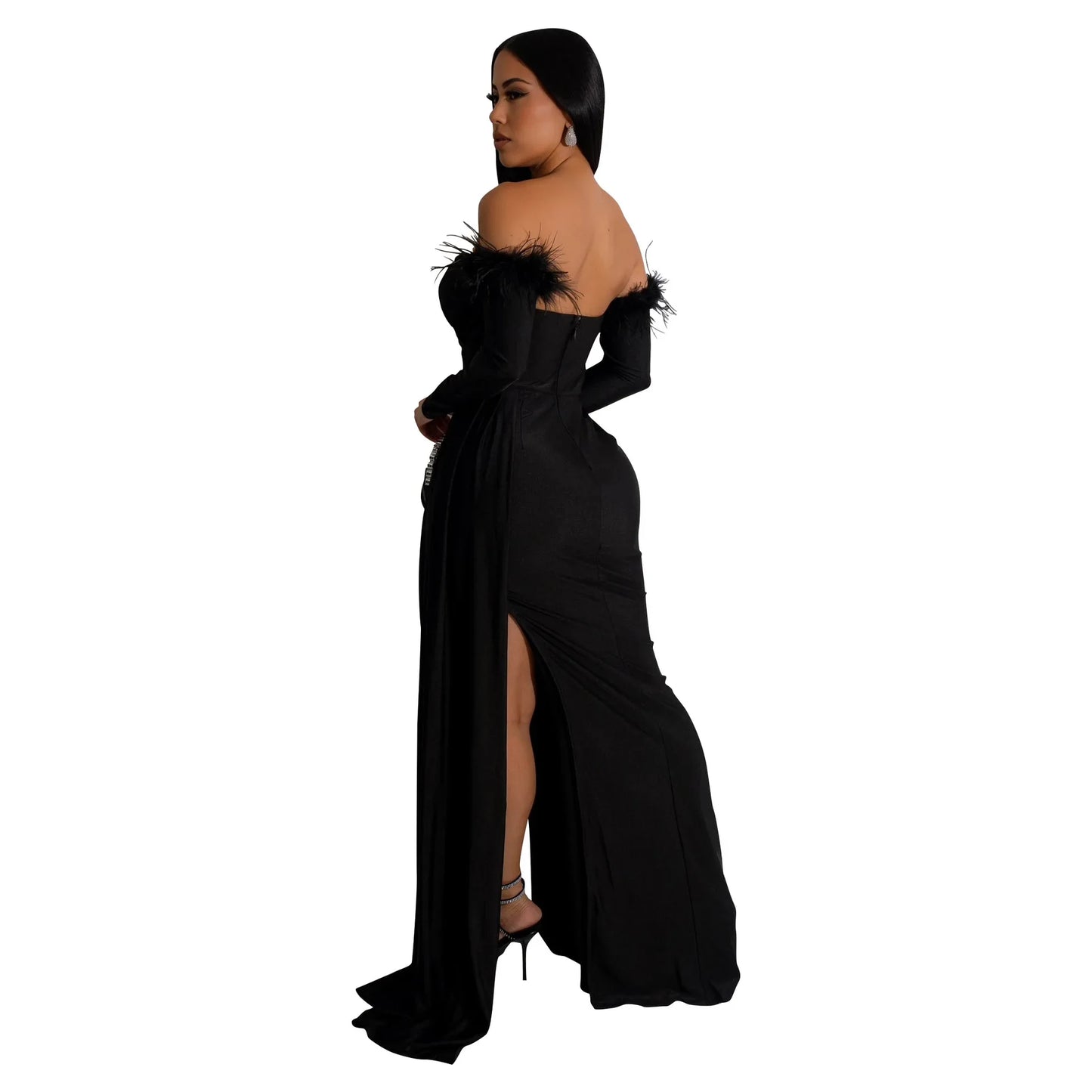 Elegant Birthday Evening Night Dresses for Women Wedding Gown Long Christmas Maxi Bodycon Prom Party Dress with Sleeve